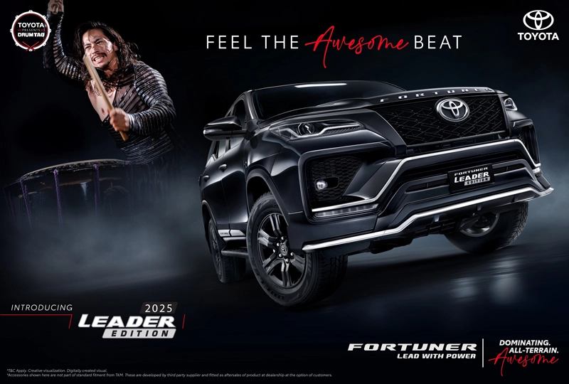 Toyota Fortuner Leader Edition 2025 SUV front grille and rugged styling in black chrome finish
