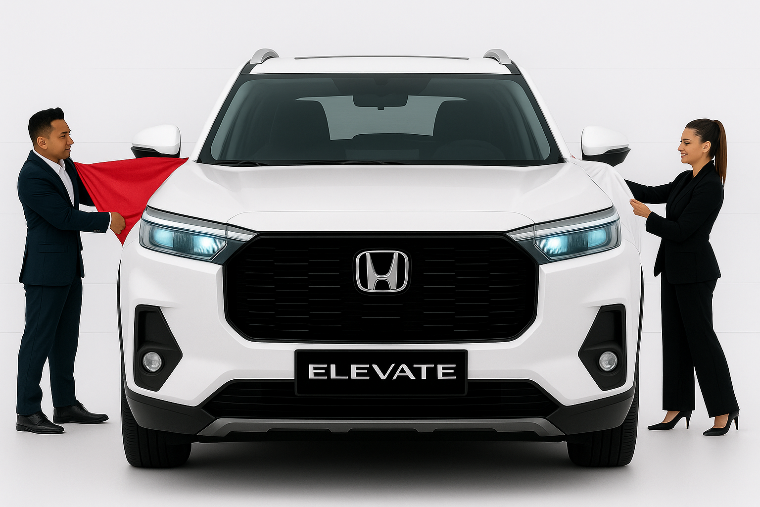 Honda Elevate 2025 SUV parked outdoors showcasing its bold front grille, LED headlamps, and premium urban design in India.