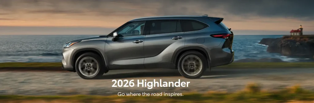 Toyota Highlander 2025 – The Smartest Family SUV Returns with Power, Luxury & Tech Evolution 1 Toyota Highlander 2025 Hybrid SUV front and side profile with LED headlamps and bold grille design
